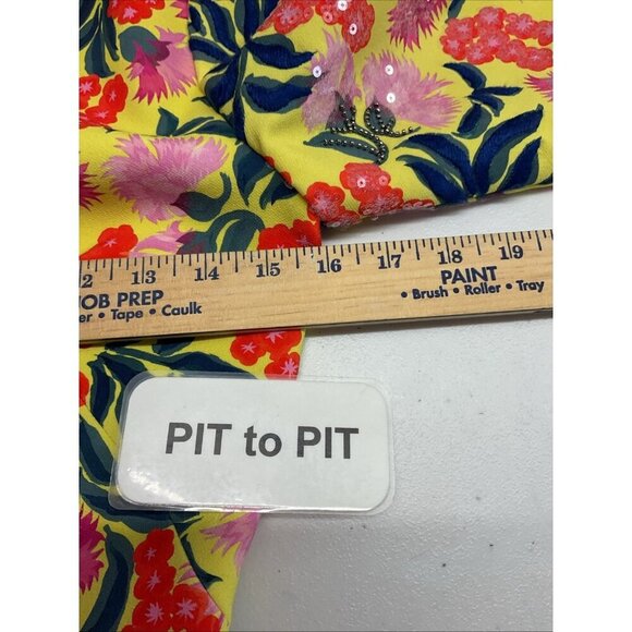 SALONI Celia Yellow Embroidered sequin half Sleeve Dress Size 4 cocktail party - Picture 9 of 15